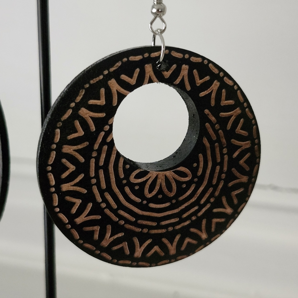 Tribal Boho Wood Pierced Earrings Fishhook